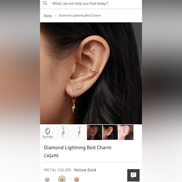 Maria Tash white gold and diamond lightning bolt charm. - Picture 11 of 12